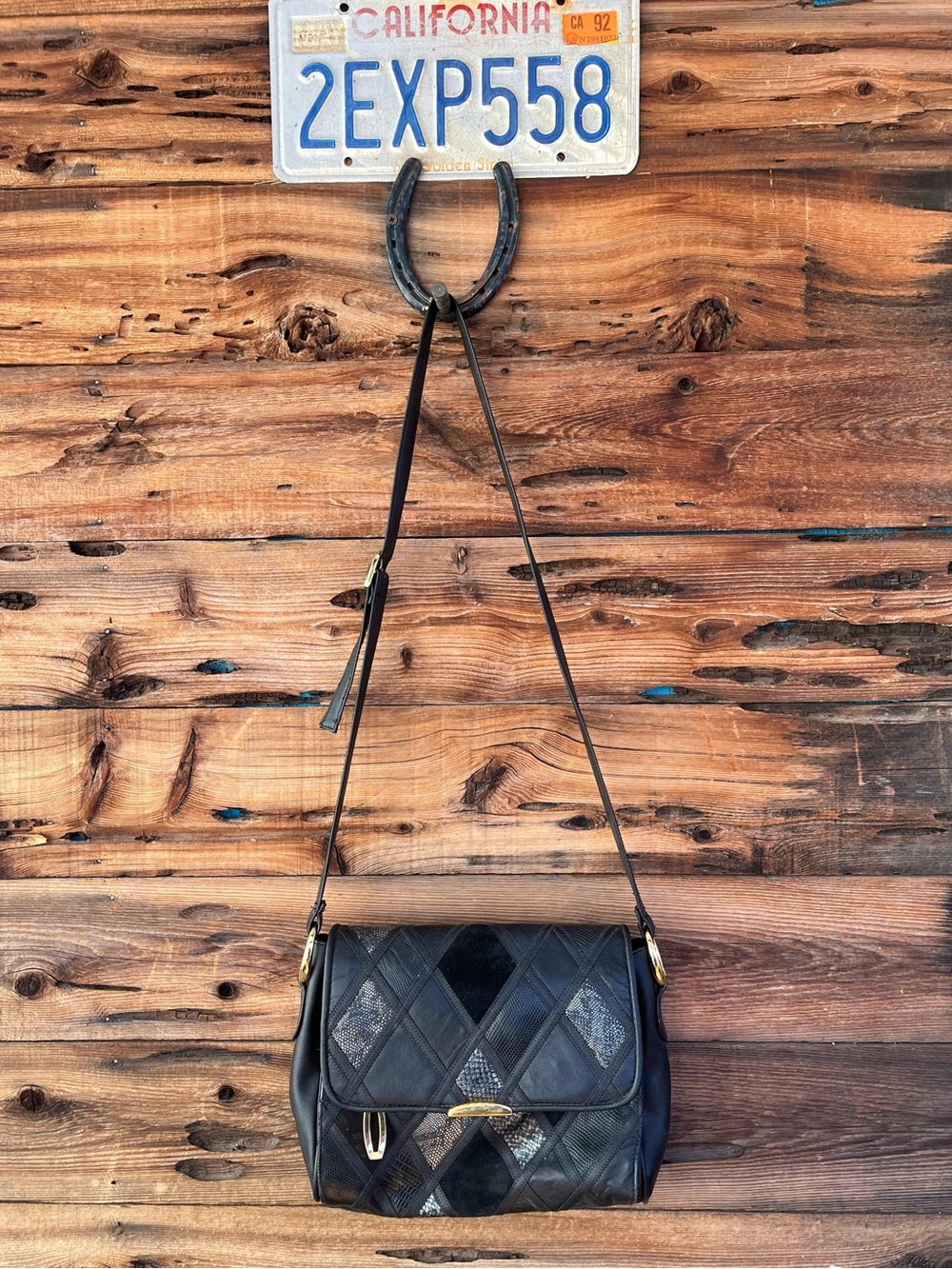 VINTAGE | Cabin Creek Classic Black Quilted Patchwork Shoulder Bag